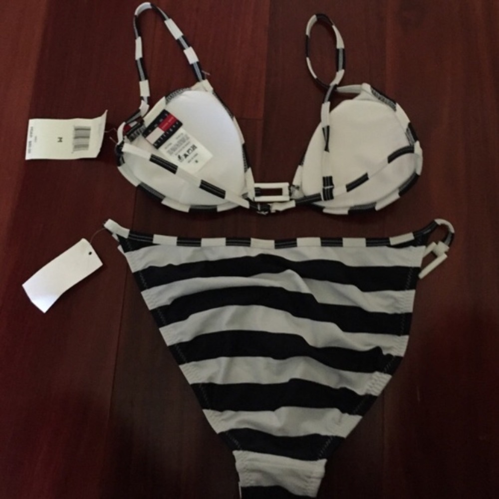 TOMMY HILFIGER navy and white stripe bikini set - Picture 3 of 4